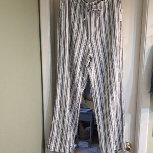 GAP Women's Striped Wide Leg Linen Pants